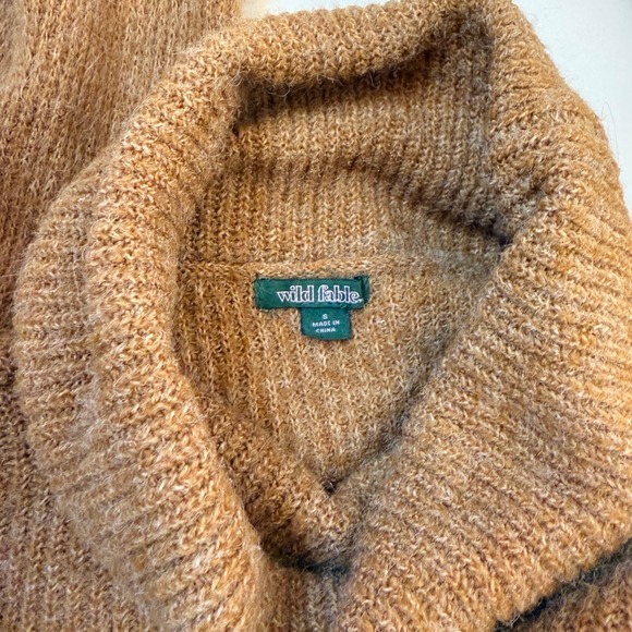 Brown‎ Ribbed Knit Turtleneck Cropped Sweater Long Sleeve Casual Chic - Picture 11 of 11